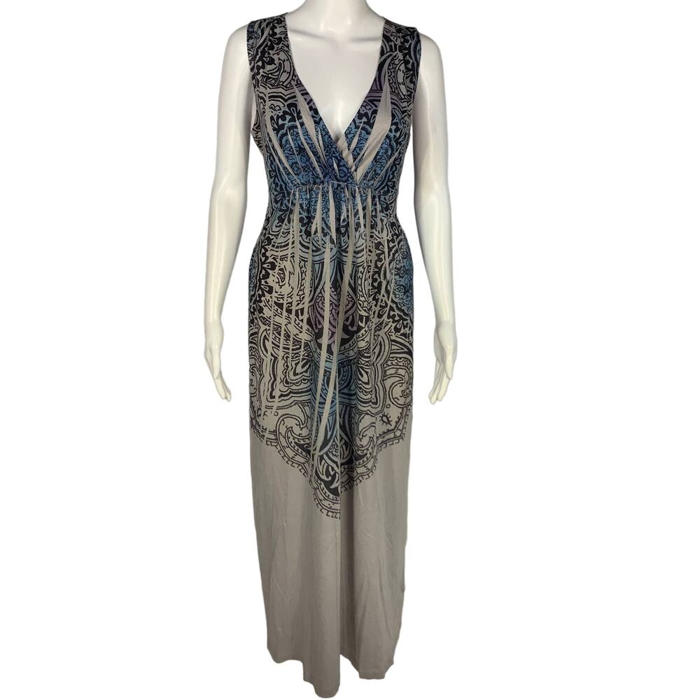 Women's Appropriate Behavior Silver and Blue Maxi Dress Size M
